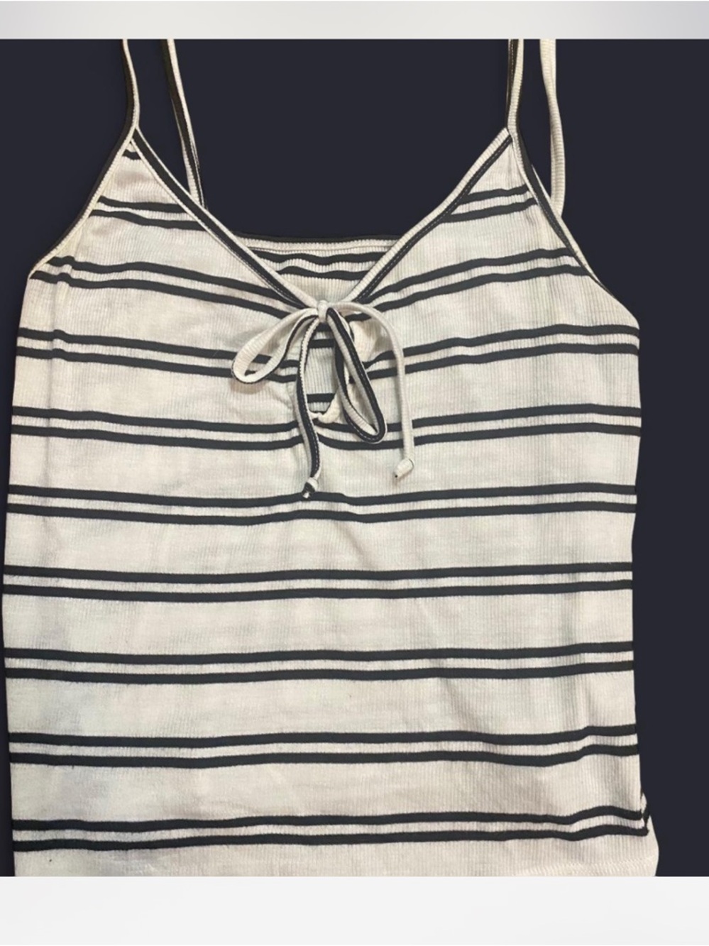 Me to We White & Black Striped Tie-Front Cami